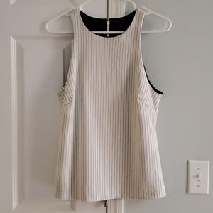 Banana Republic white and navy pinstriped top